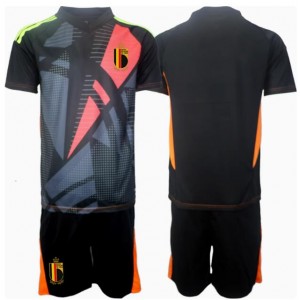 Fotbalové Dres Belgie Brankářské Dětské Domácí Oblečení ME 2024 Krátký Rukáv (+ trenýrky)